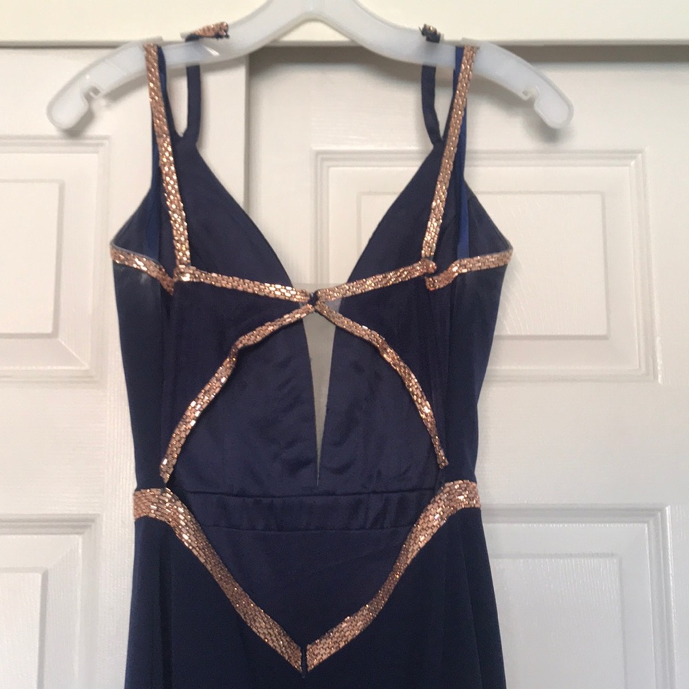 Royal Blue Formal Dress with Rose Gold Beading - Picture 5 of 5